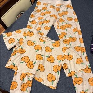Orange and White Peach Pajama Set